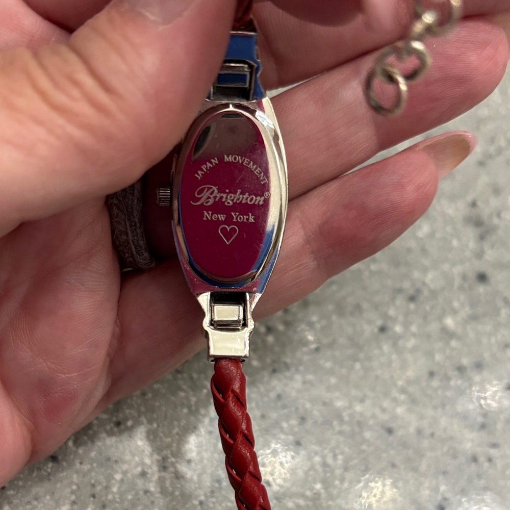 Brighton Intricate Silver Watch with Deep Red Band - Picture 5 of 5